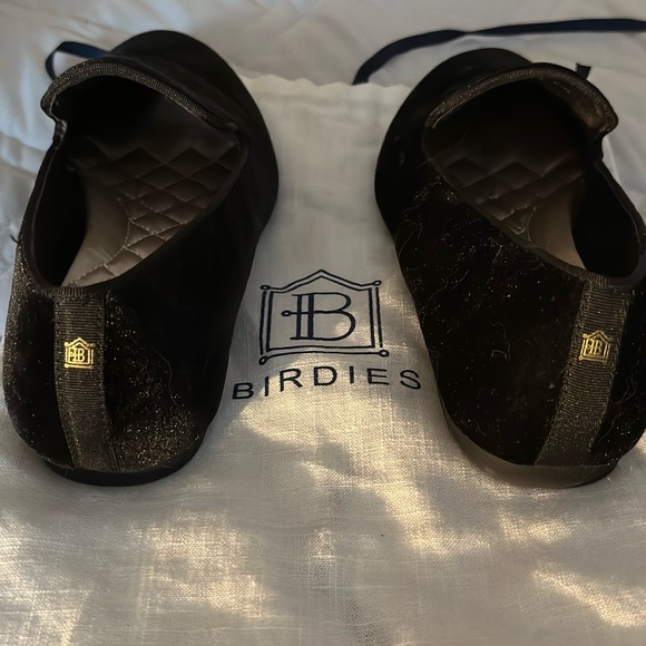 BIRDIES The Starling Black Velvet Flat Shoe Size 7 Comfort Slip On Loafers - Picture 3 of 5